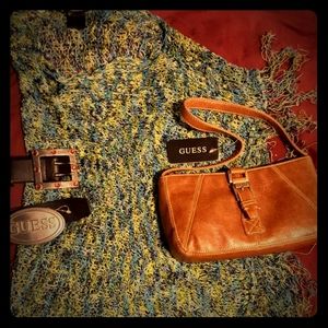 Vintage Guess belts, shawl, and purse
